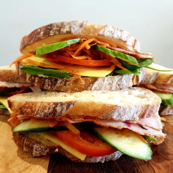 Organic salad rolls and sourdough sandwiches